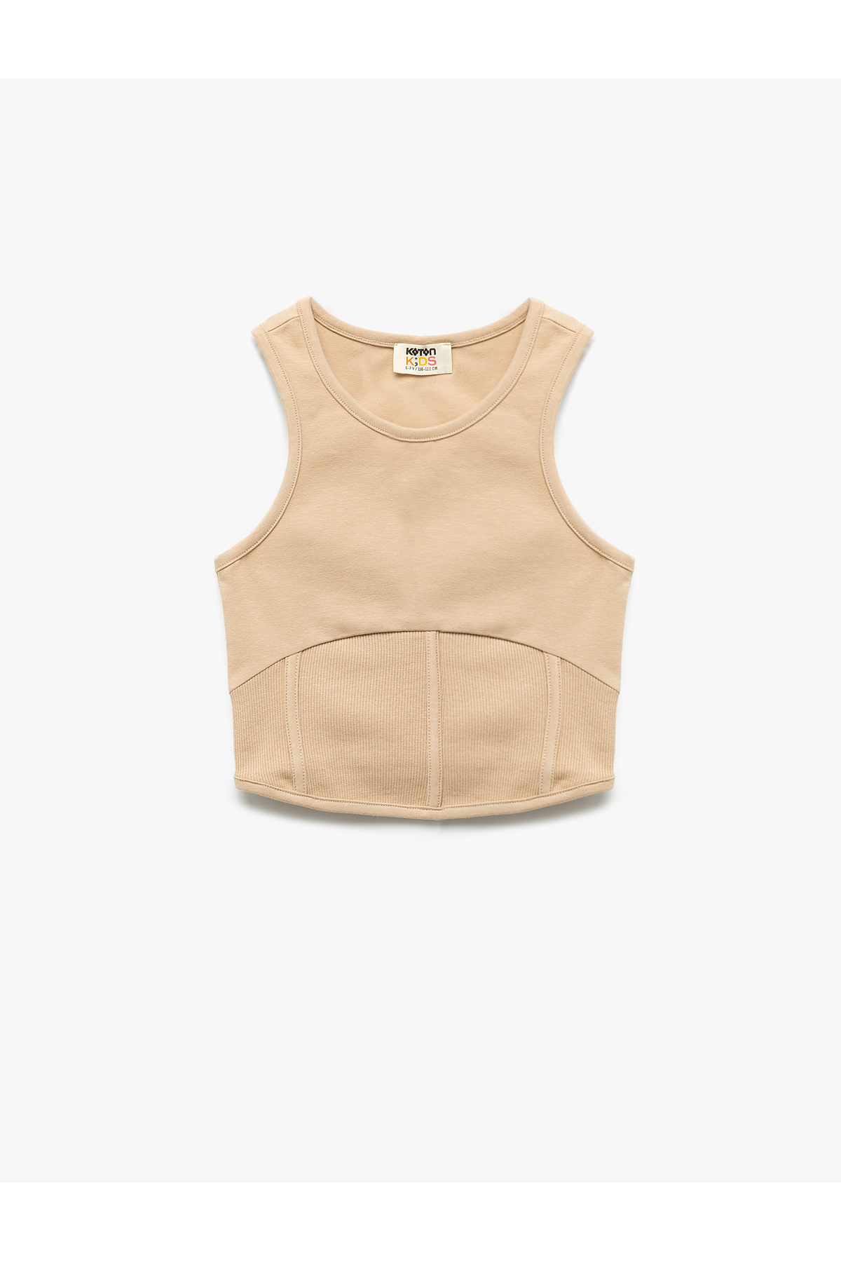 Pamuklu Korse Detaylı Bisiklet Yaka Kolsuz Crop Atlet