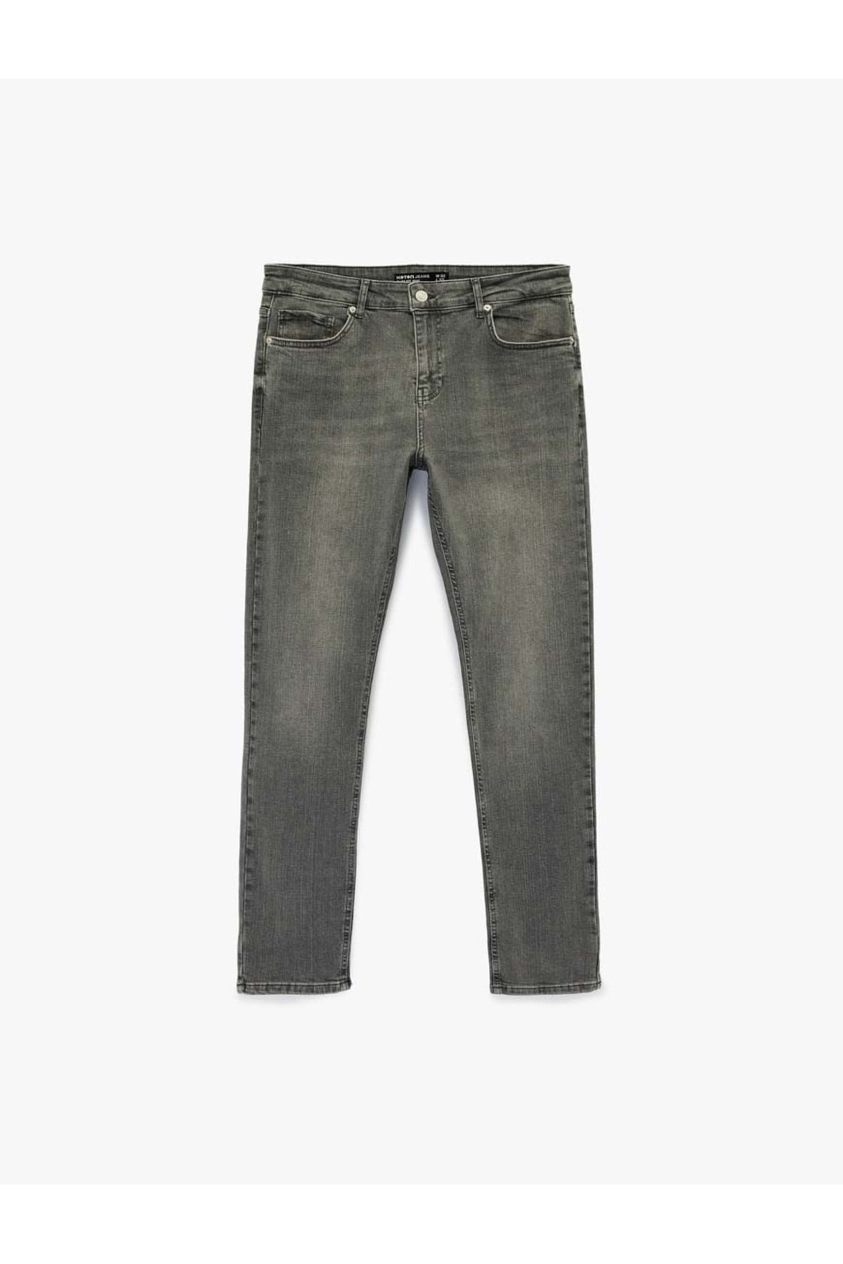 Pamuklu Slim Fit Gri Erkek Jean Pantolon 6SAM40056ND