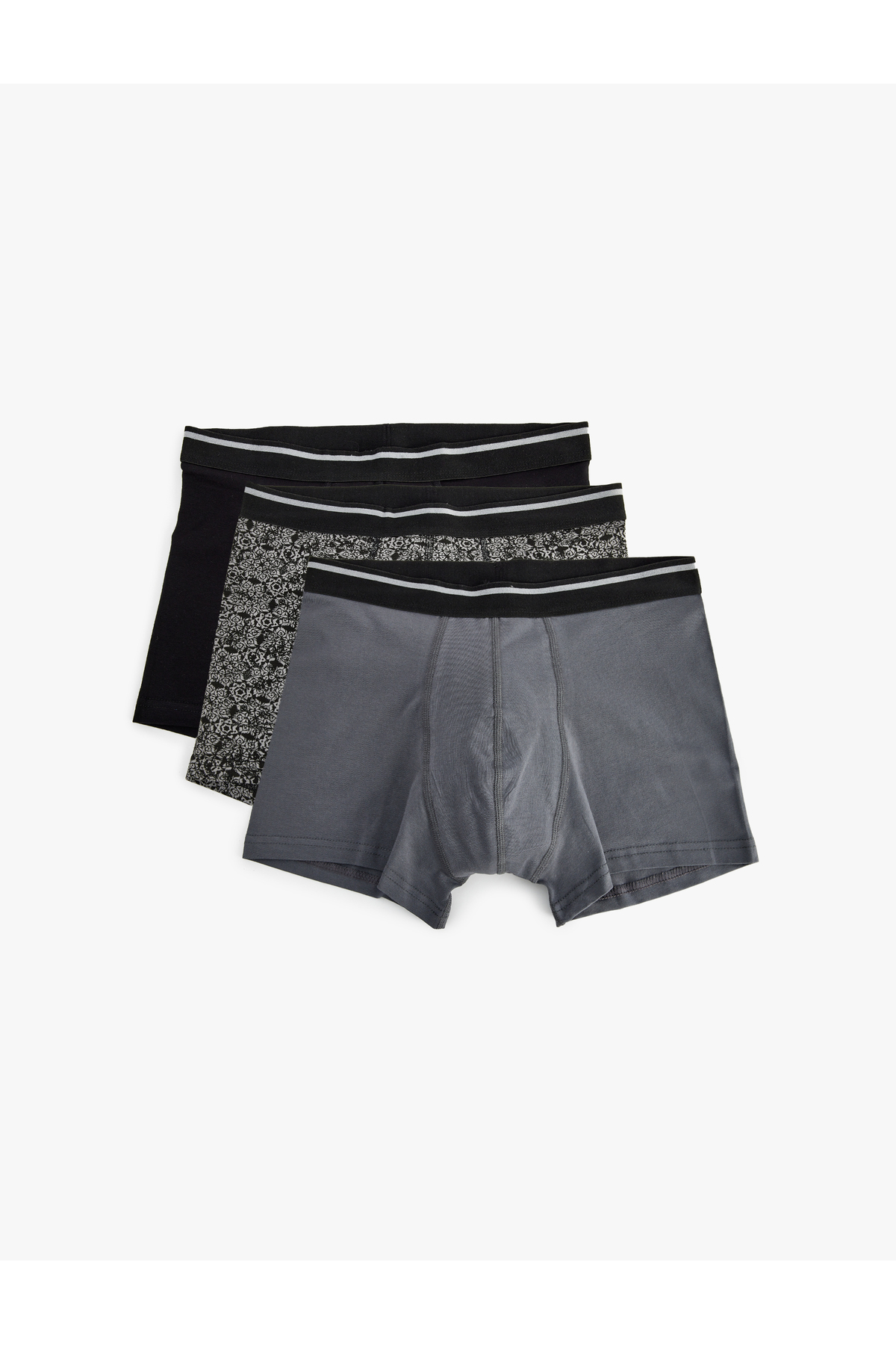 Pamuklu Slim Fit Soyut Desenli 3'lü Boxer Seti