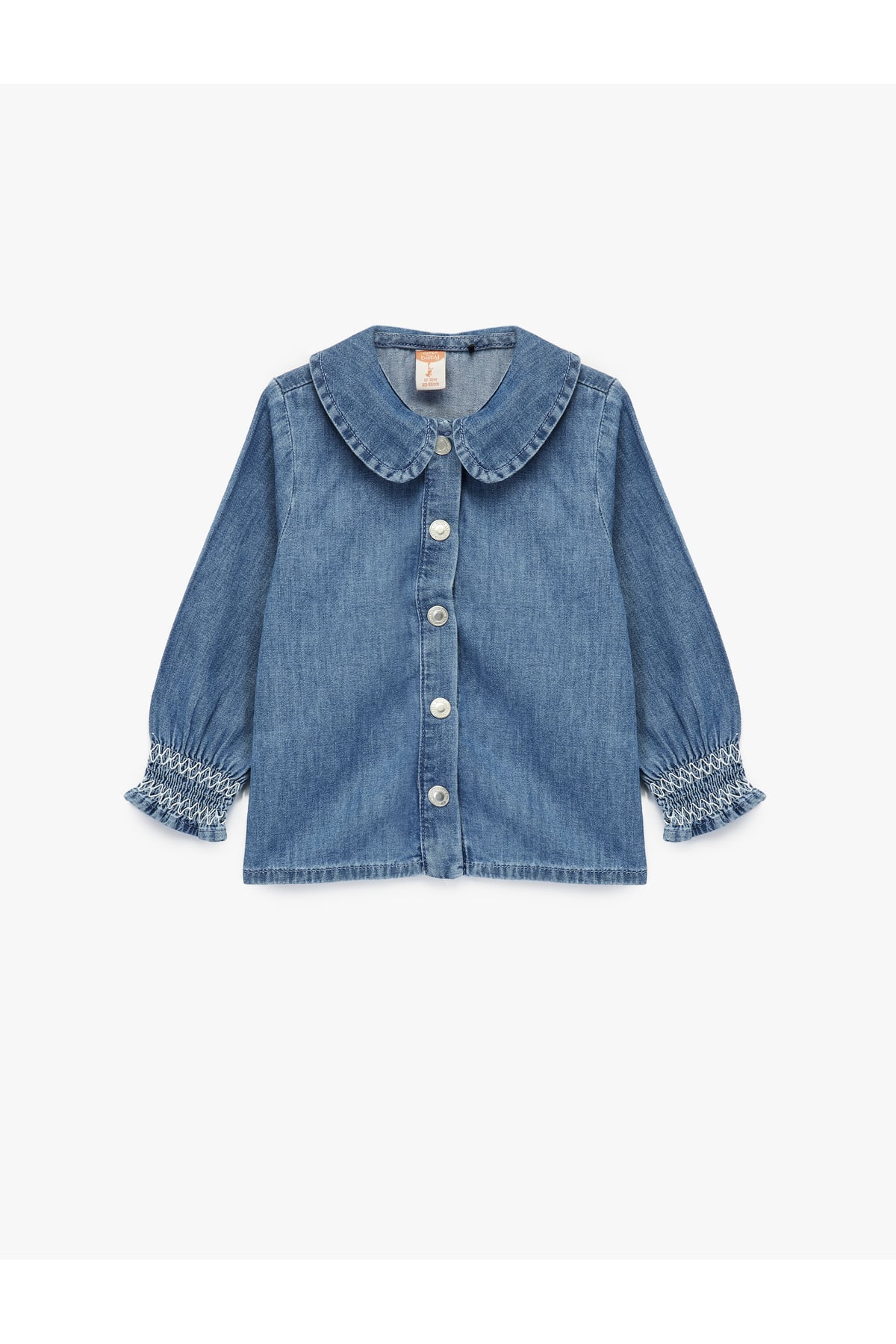 Pamuklu Uzun Kollu Bebe Yaka Denim Gömlek