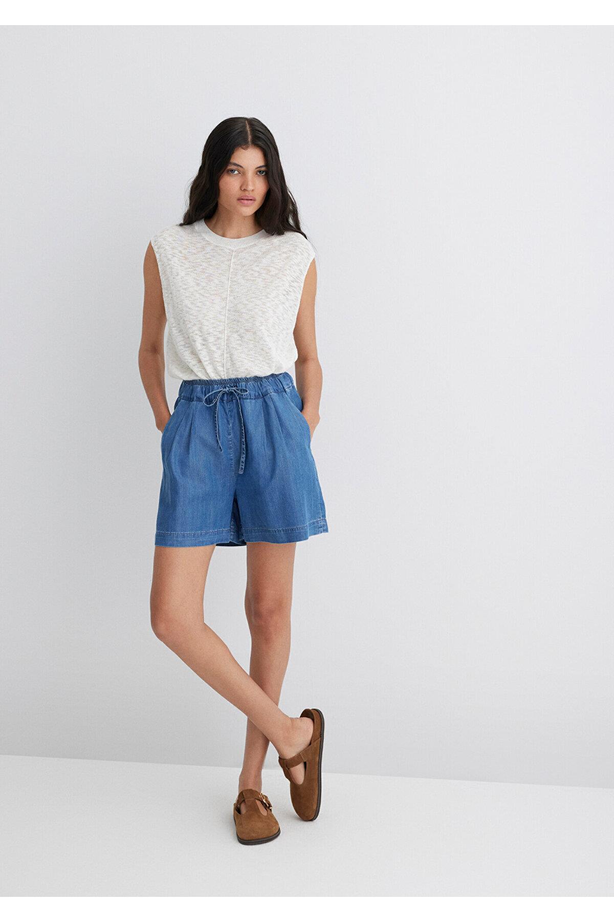 Penny Gold Klasik Indigo Mavisi Jean Şort 1410075-90104