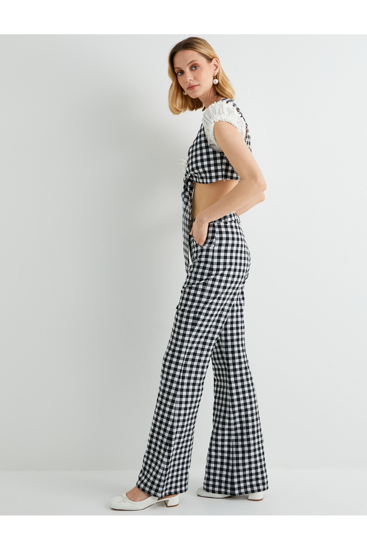 Pötikareli Ispanyol Paça Pantolon Cepli Slim Fit