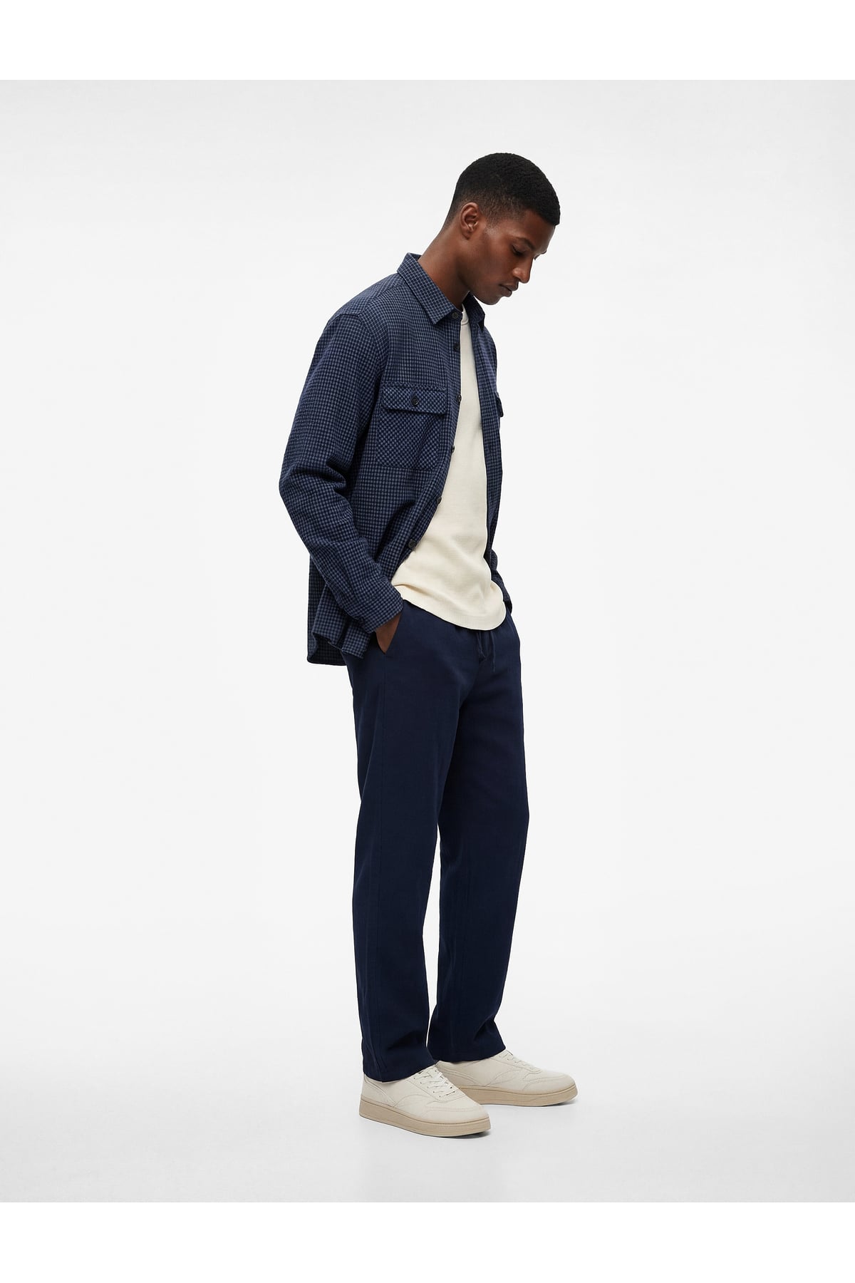 Regular Fit Cepli Krinkıl Beli Bağcıklı Chino Pantolon