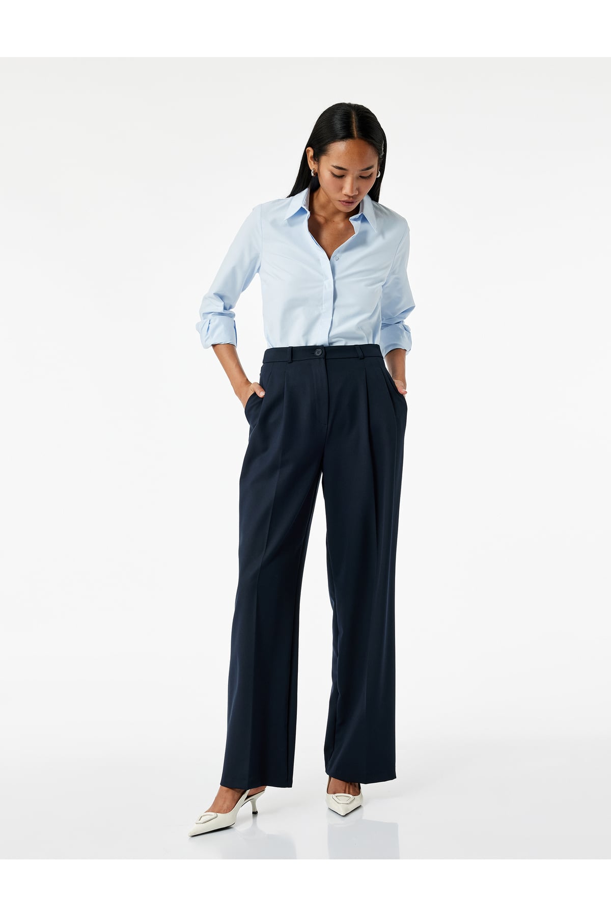 Regular Fit Klasik Yaka Uzun Kollu Poplin Gömlek