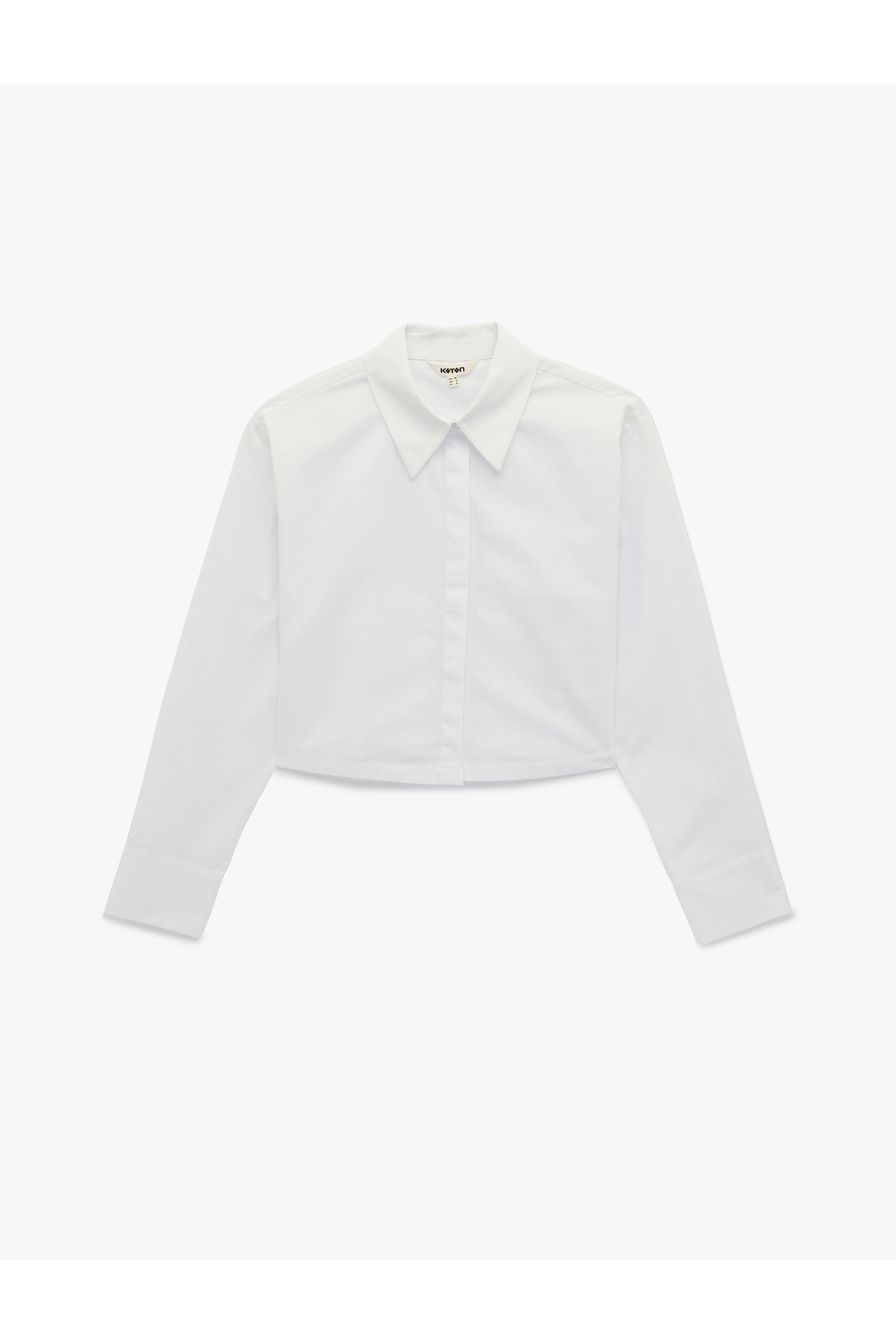 Regular Fit Pamuklu Klasik Yaka Uzun Kollu Crop Gömlek