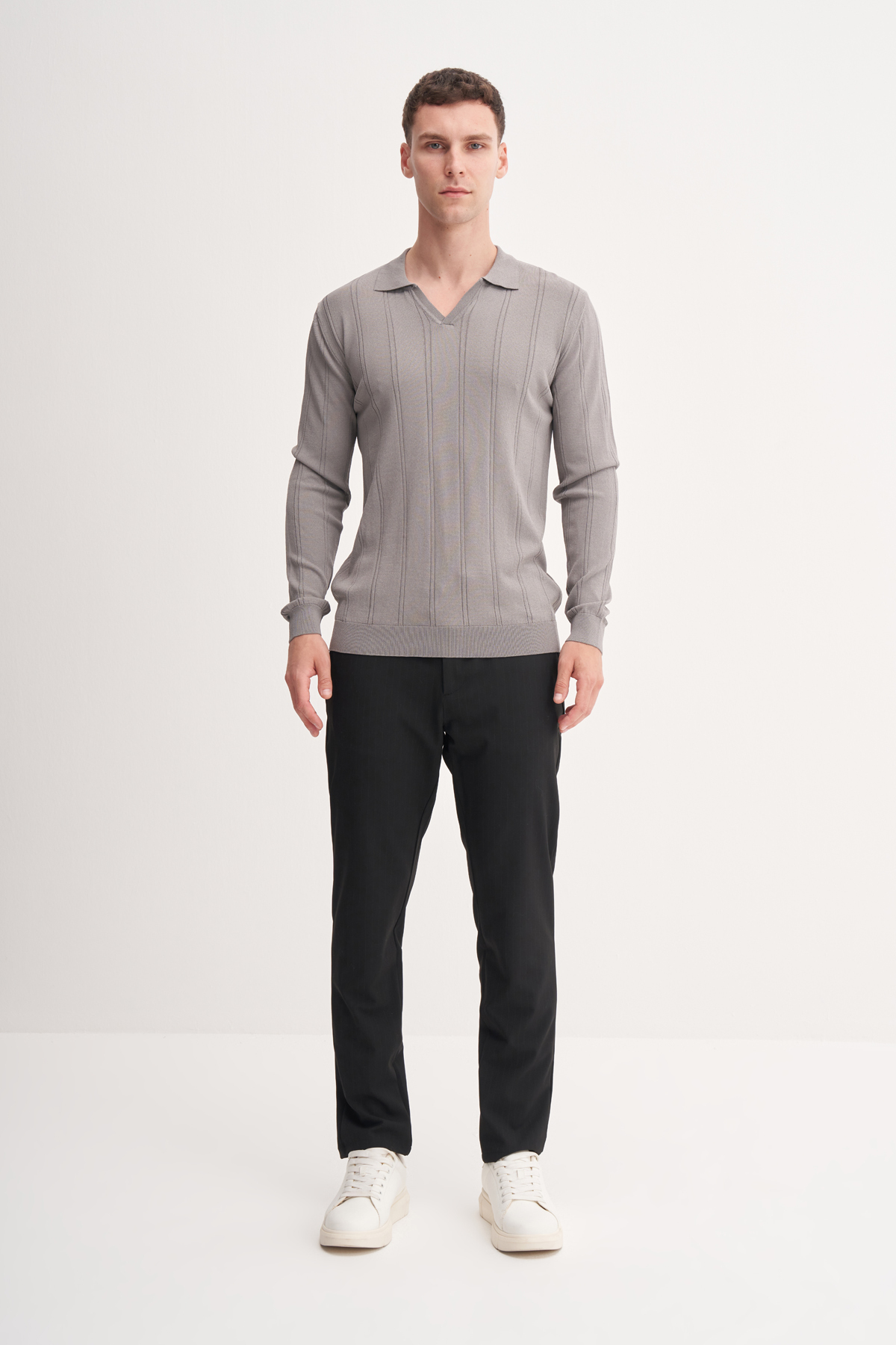 Slim Fit Rayon Karışımlı Premium Polo Yaka Kazak-33045