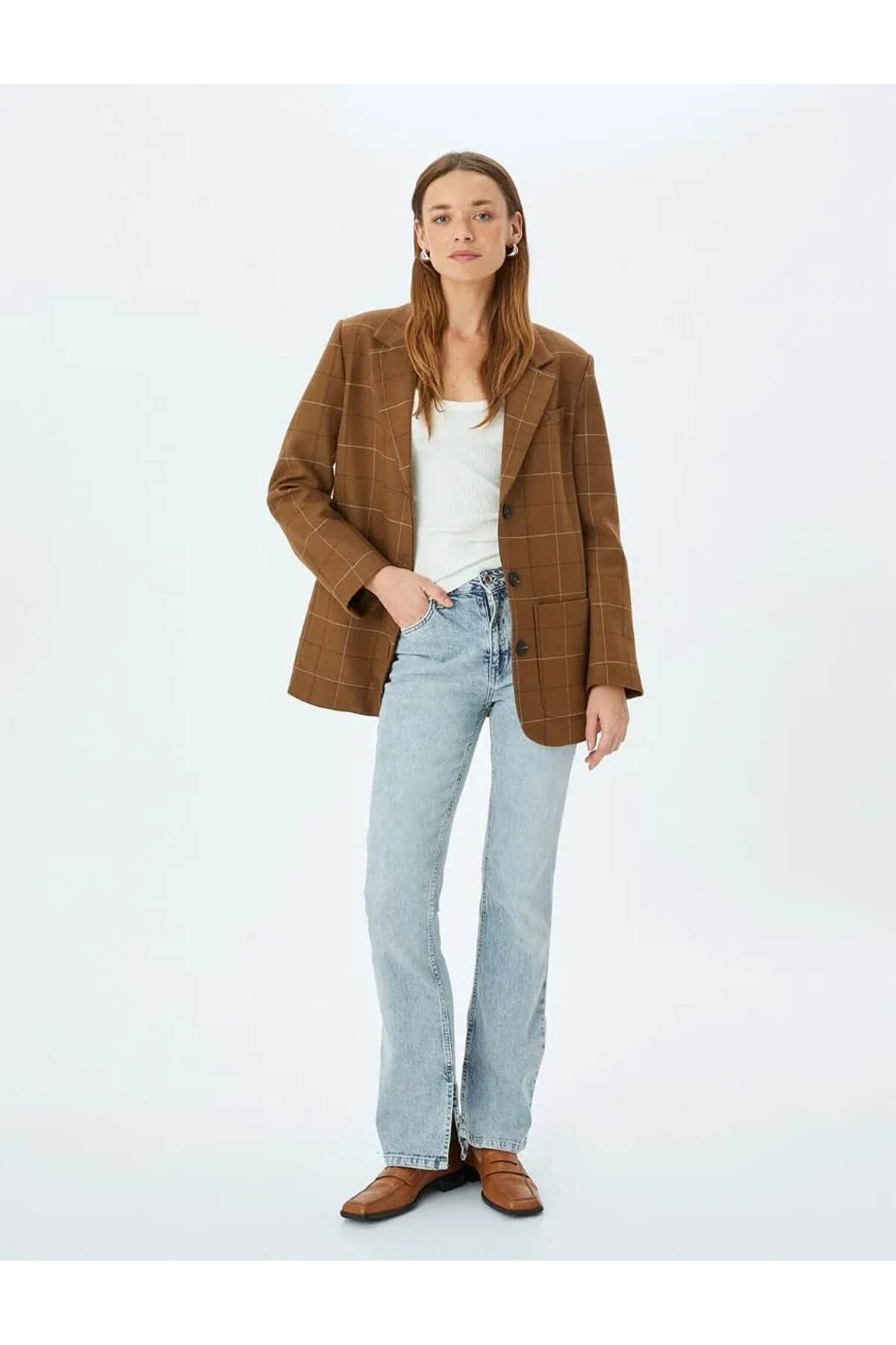 Slim Flare-Yüksek Bel İspanyol Paça Skinny Fit indigo Kadın Jean Pantolon 5SAL40044MD