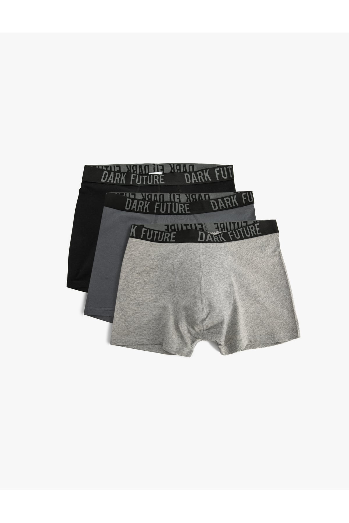 Slogan Baskılı Bel Detaylı Pamuklu 3'lü Boxer Seti