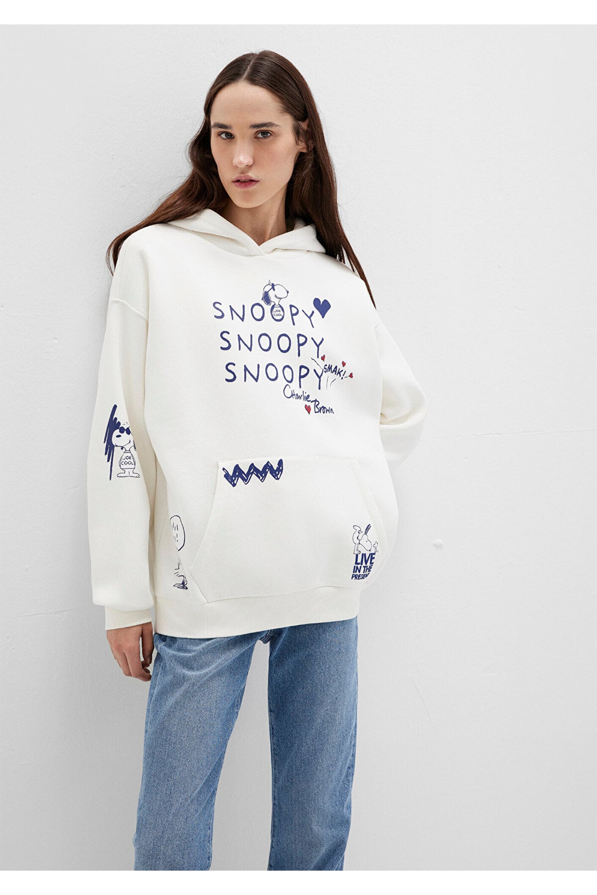Snoopy Baskılı Ekru Sweatshirt 1S10470-80194