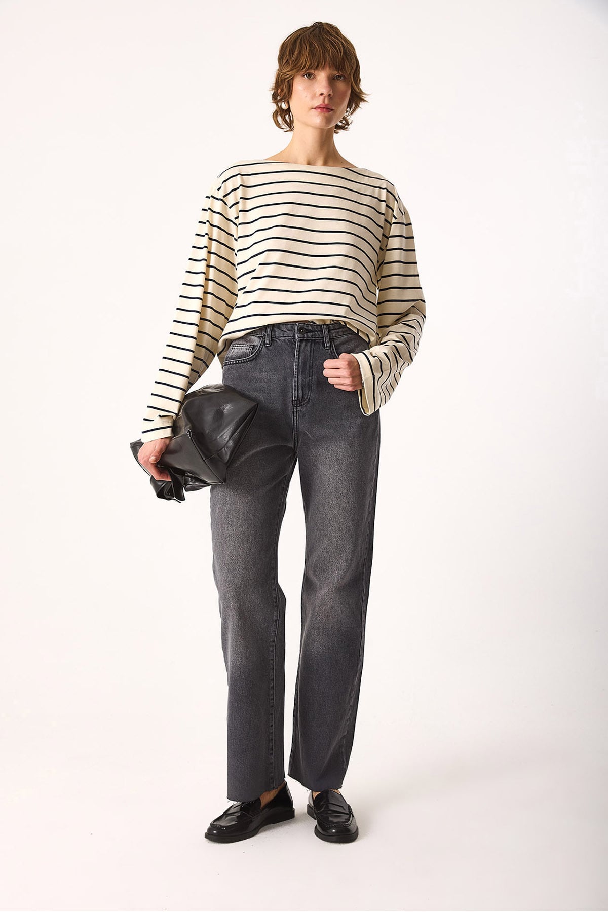 Wanda Antrasit Wide Leg Jean Pantolon-ANTRASİT