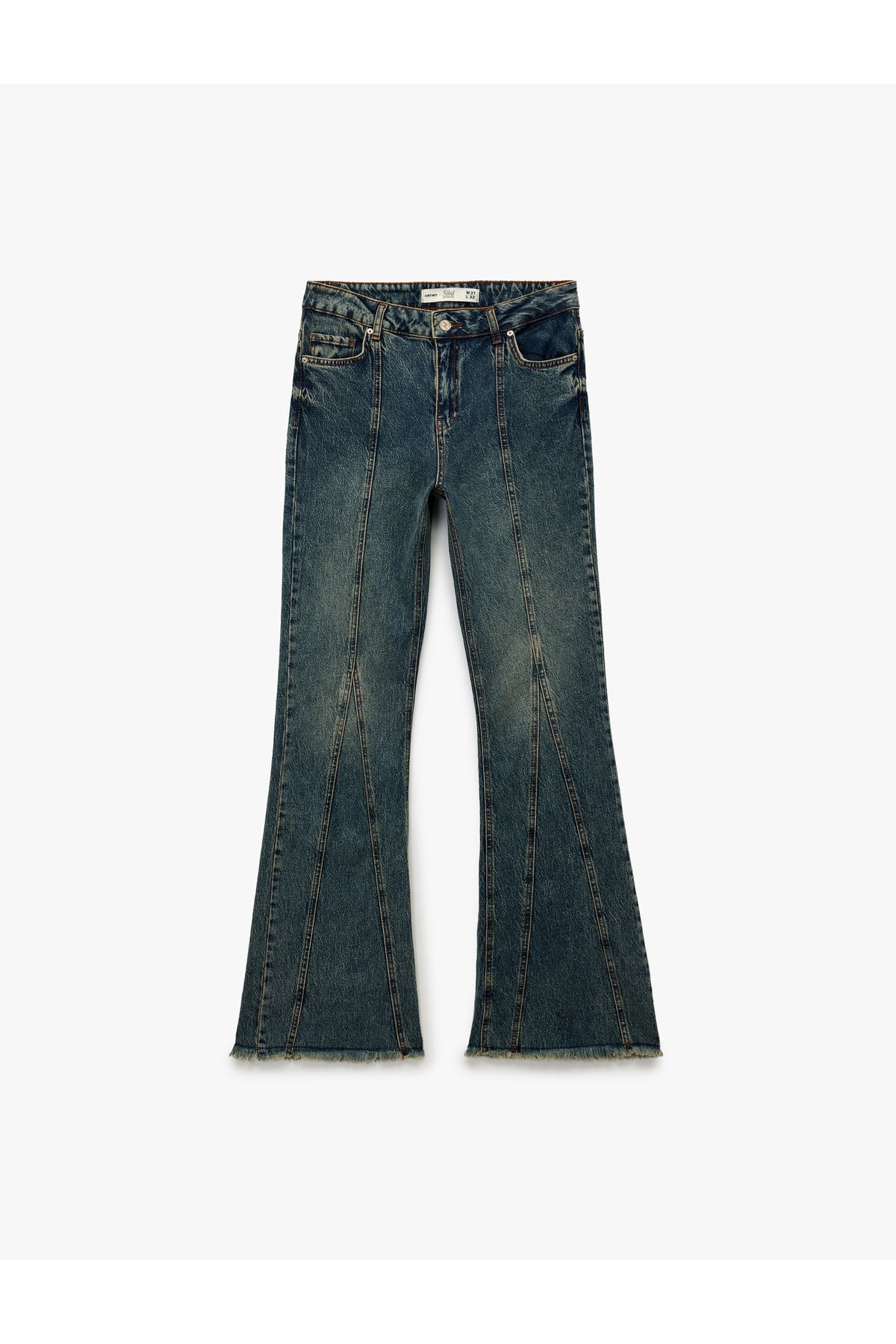 X Sibil Çetinkaya - Dar Kesim Nervürlü İspanyol Paça Jean Pantolon - Flare Jeans