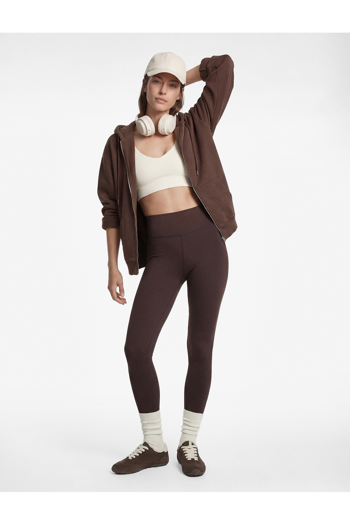 Yüksek Bel Dikiş Detaylı Slim Fit Spor Tayt