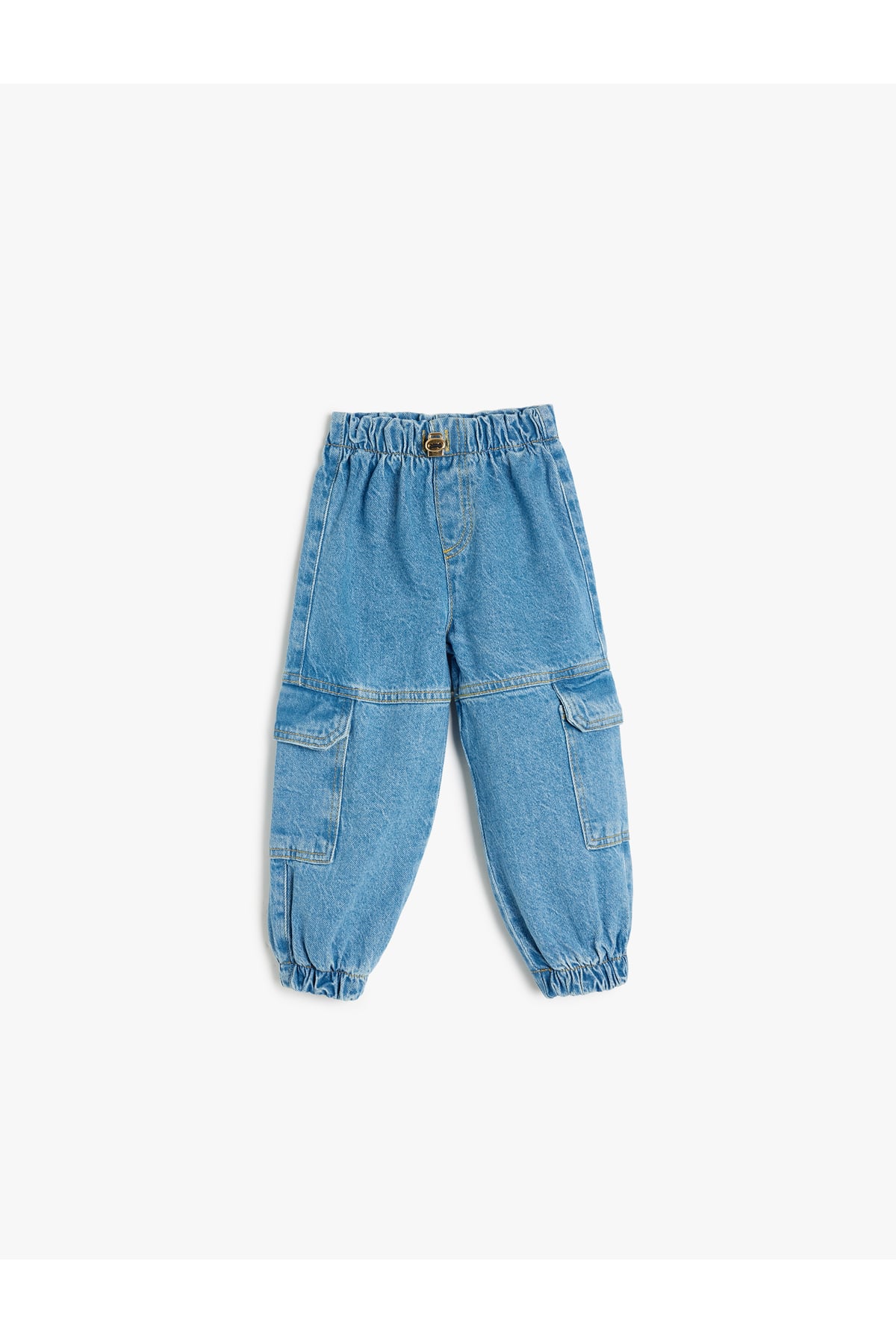 Yüksek Bel Kargo Cepli Pamuklu Jogger Kot Pantolon
