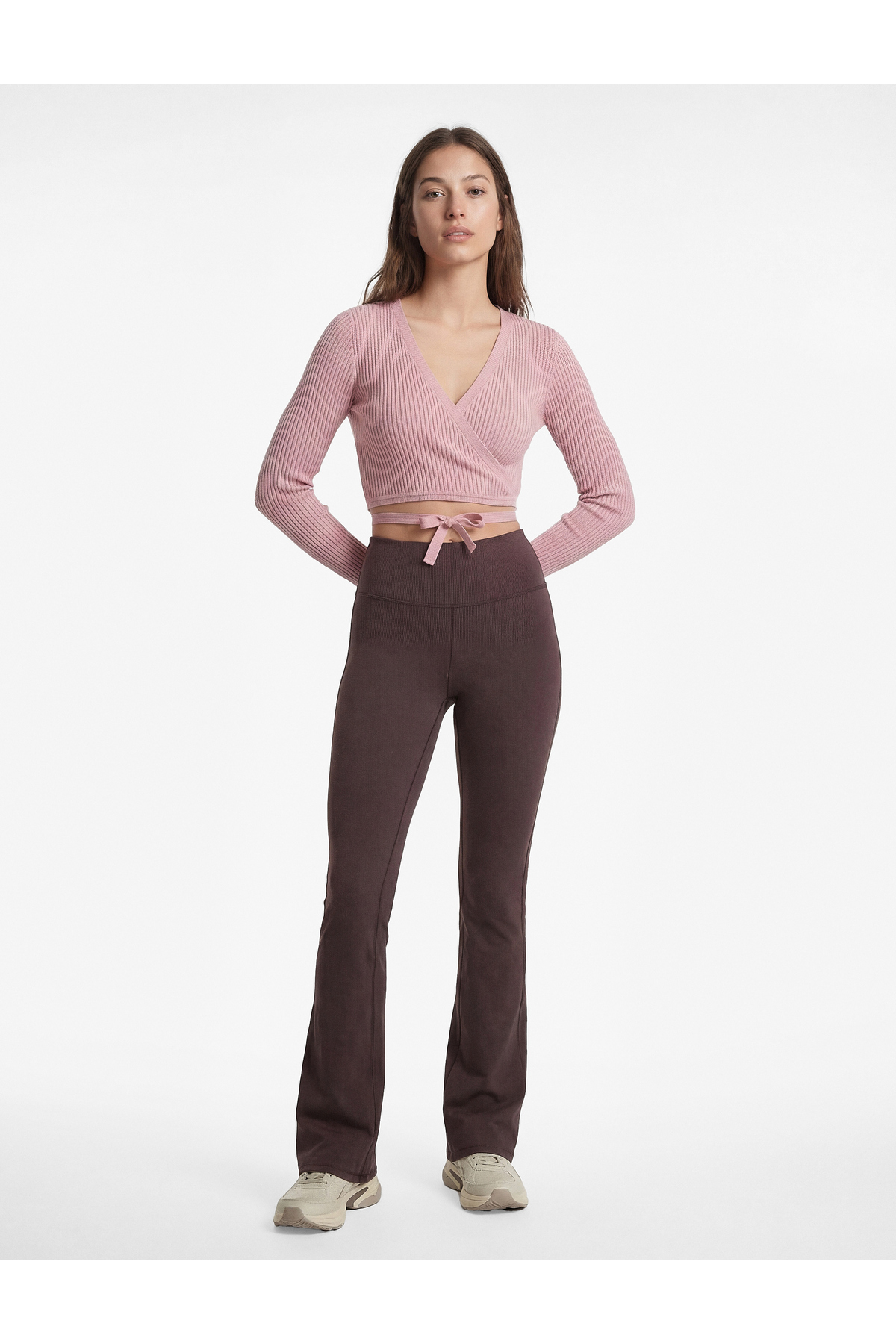 Yüksek Bel Slim Fit İspanyol Paça Spor Tayt