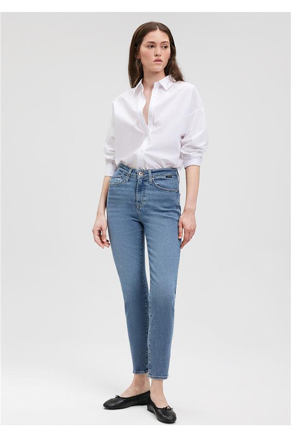 Cindy Gold Shape Gölgeli İndigo Mavisi Jean Pantolon 100277-33555