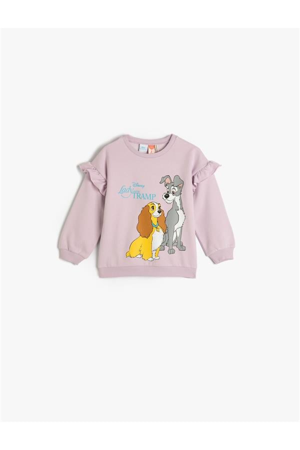 Disney Sweat Lisanslı Uzun Kollu Bisiklet Yaka Baskı Detaylı Şardonlu