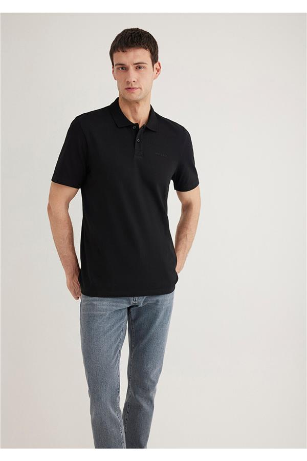 Siyah (TENCEL™) Polo Tişört Regular Fit / Normal Kesim 0611837-900