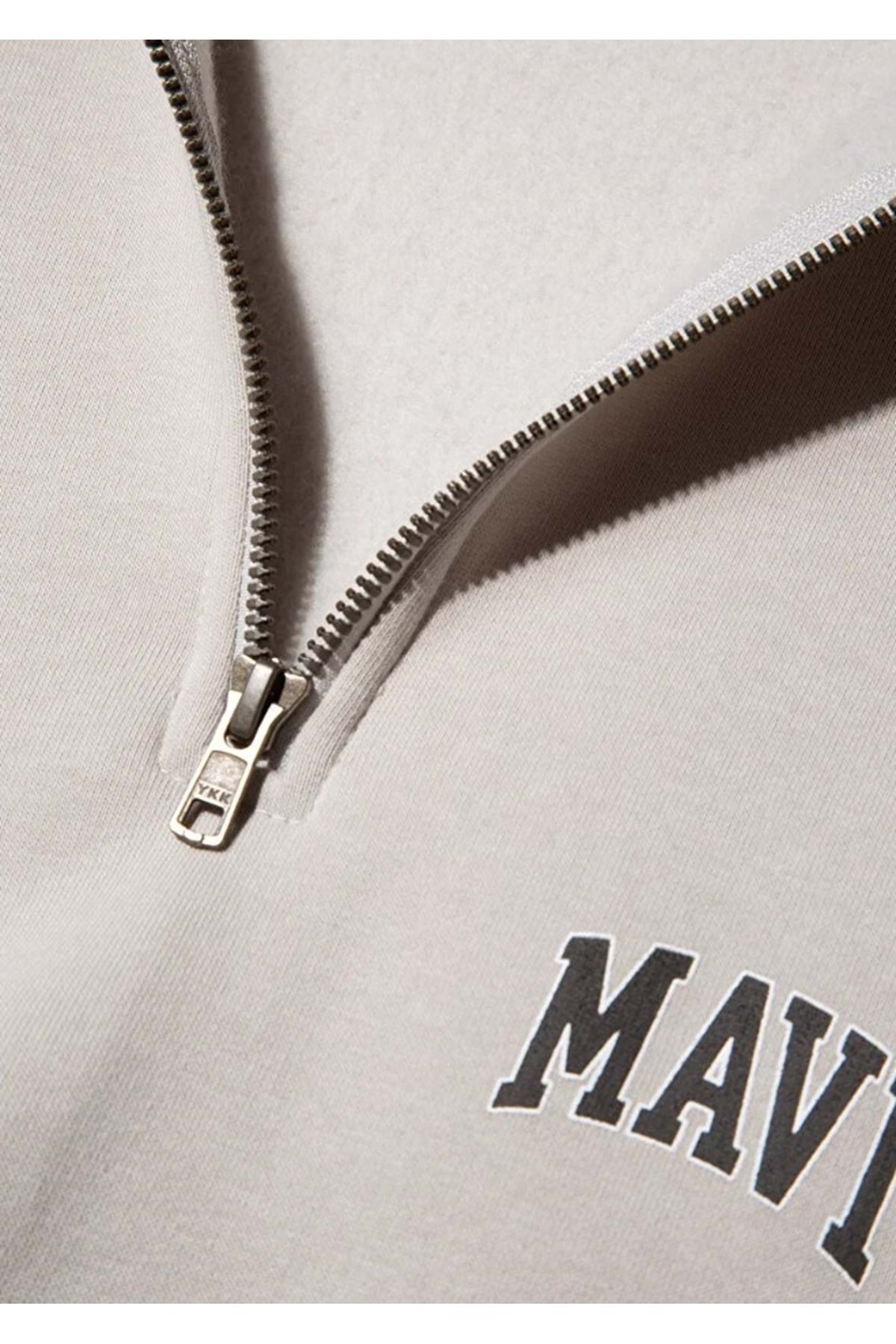 0S10208 Logo Baskılı Yarım Fermuarlı Sweatshirt BEJ