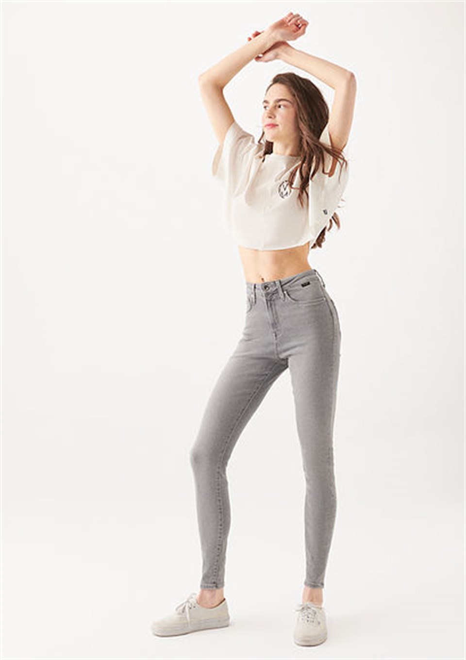 10098033901 Serenay Grey Gold Shape Jean Pantolon