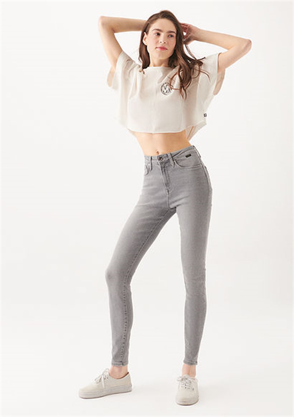 10098033901 Serenay Grey Gold Shape Jean Pantolon