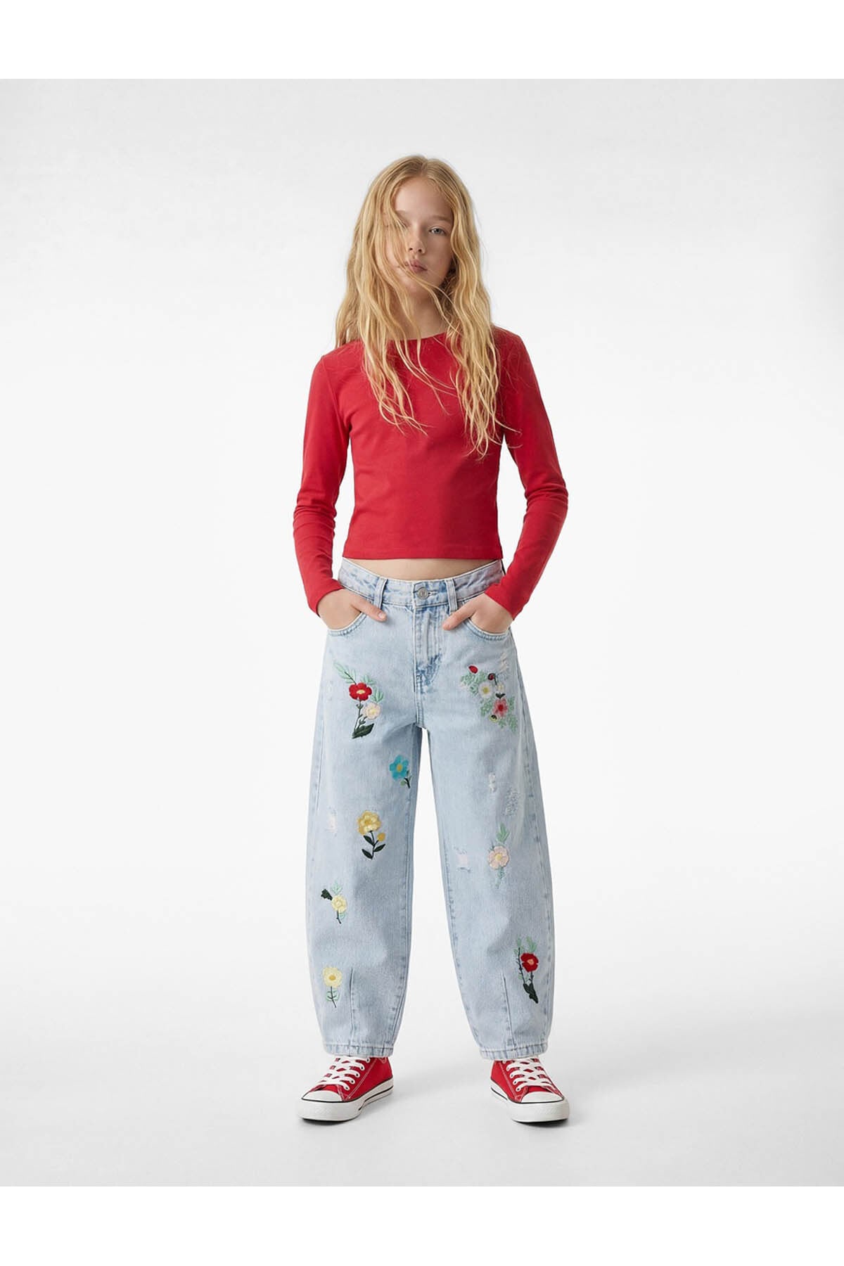 26YY59003209 Açık İndigo Kız Çocuk Jean Pantolon 6SKG40008AD