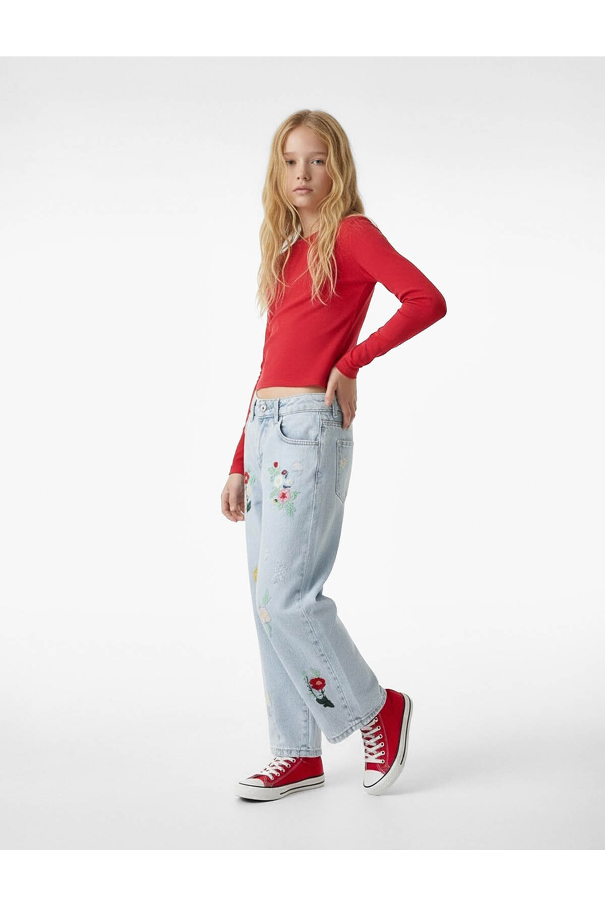 26YY59003209 Açık İndigo Kız Çocuk Jean Pantolon 6SKG40008AD