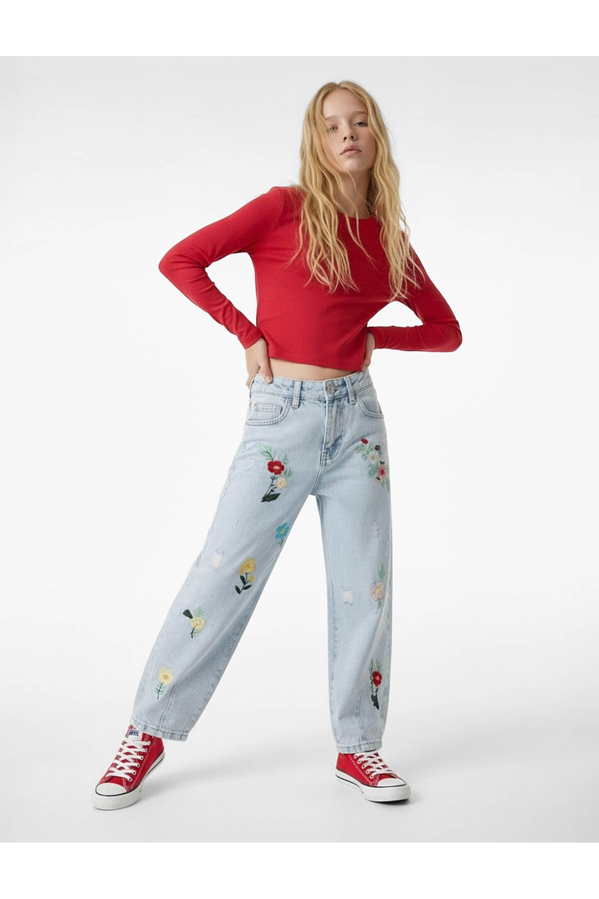 26YY59003209 Açık İndigo Kız Çocuk Jean Pantolon 6SKG40008AD