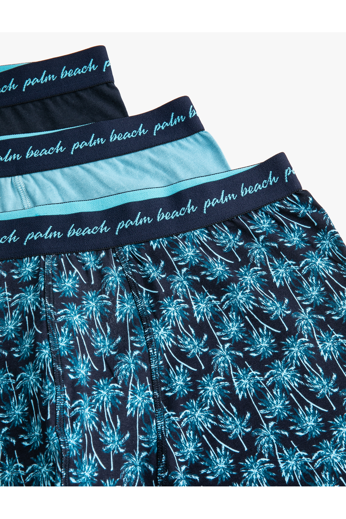 3'lü Boxer Seti Palmiye Baskılı Slogan Detaylı Çok Renkli