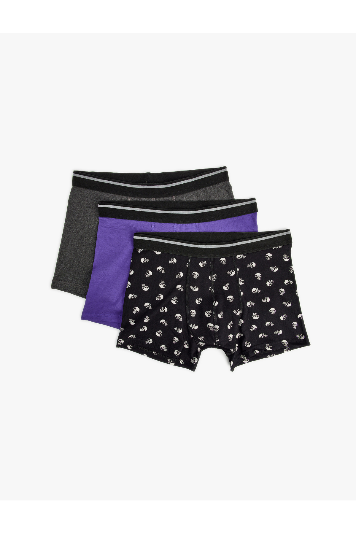 3'lü Boxer Seti Slim Fit Kuru Kafa Baskılı Pamuklu