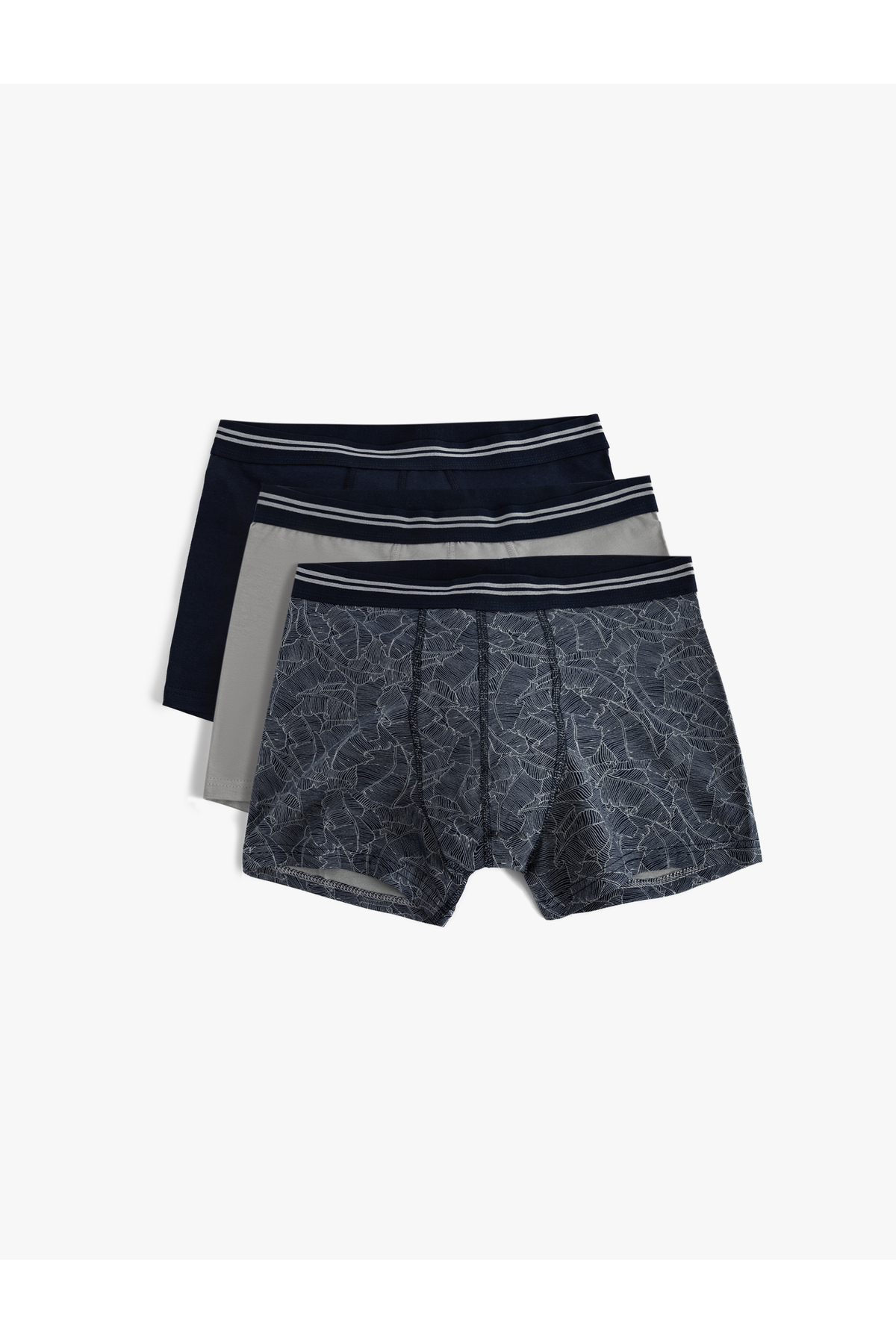 3'lü Boxer Seti Yaprak Baskılı Rahat Kesim Pamuklu