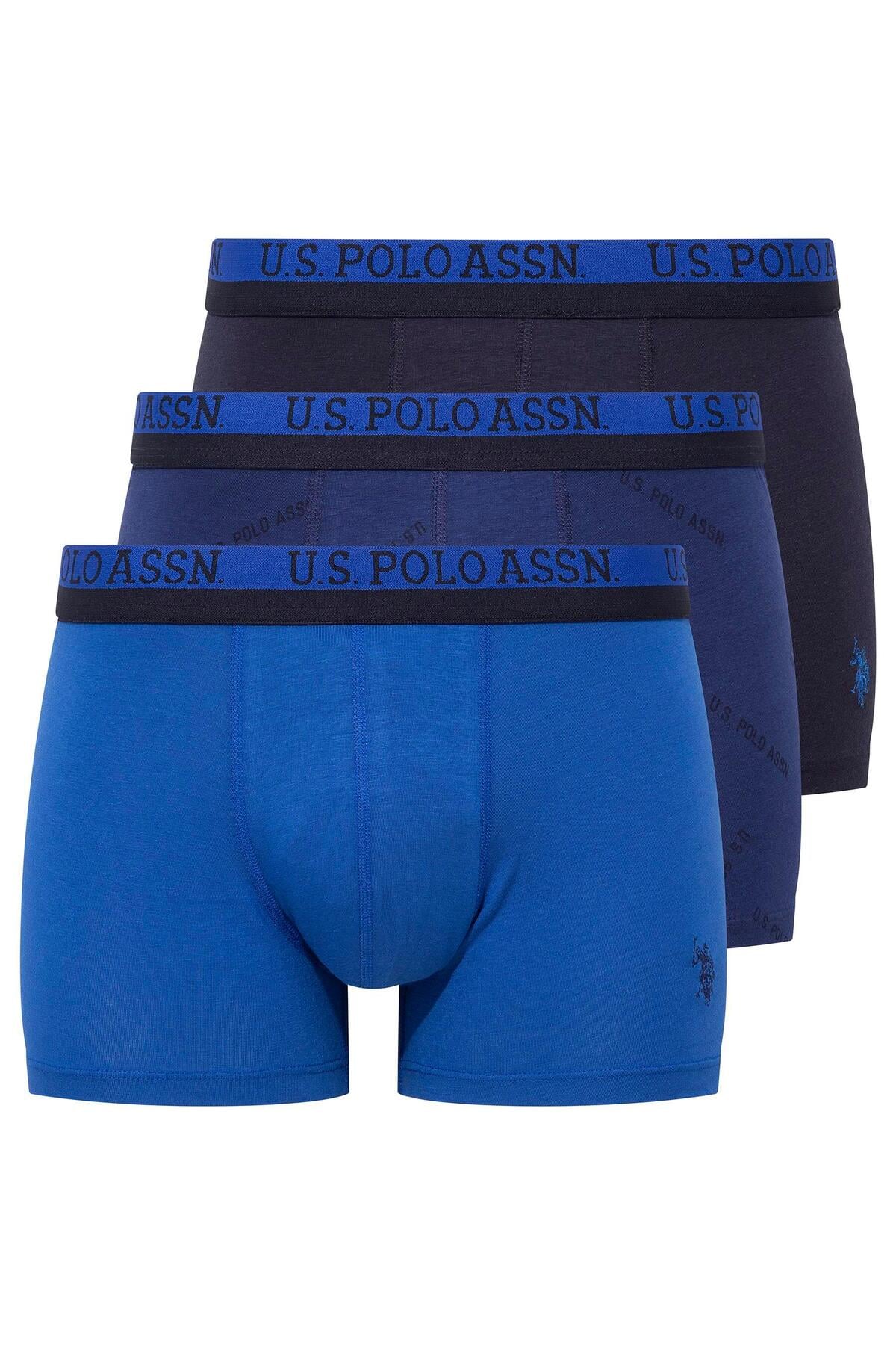 3'lü Paket, Erkek Boxer, Pamuklu, Lacivert-Saks