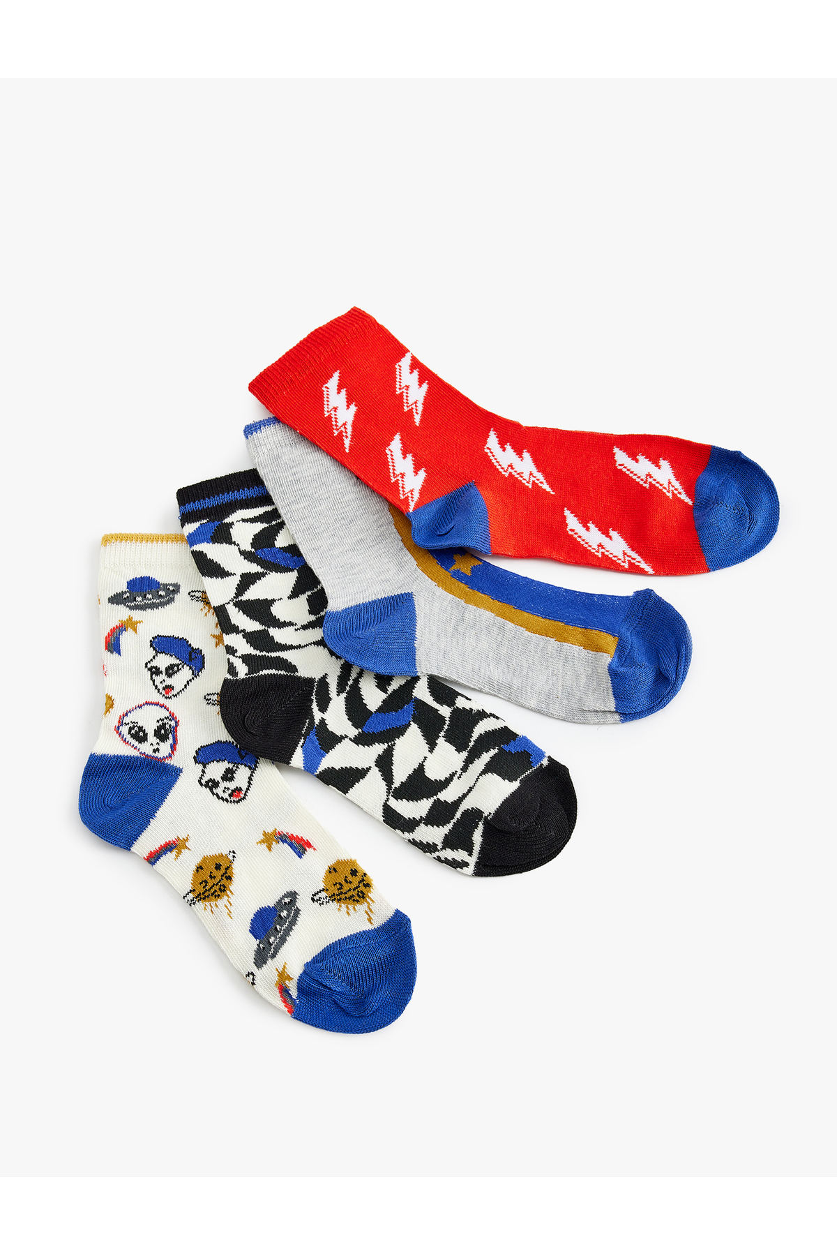 4'lü Çorap Seti Baskılı Çok Renkli