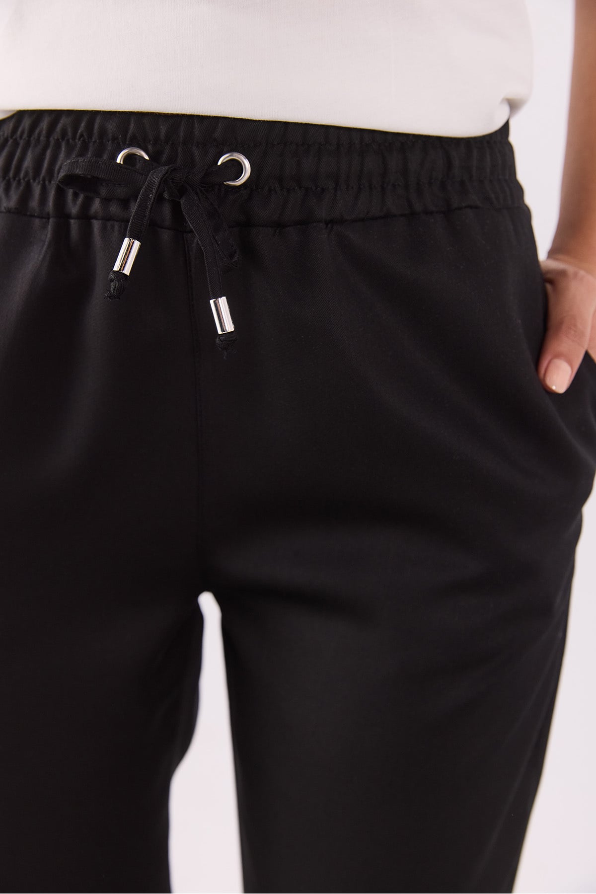 Alian Beli Lastikli Beach Pantolon(TENCEL)(TM) - SİYAH