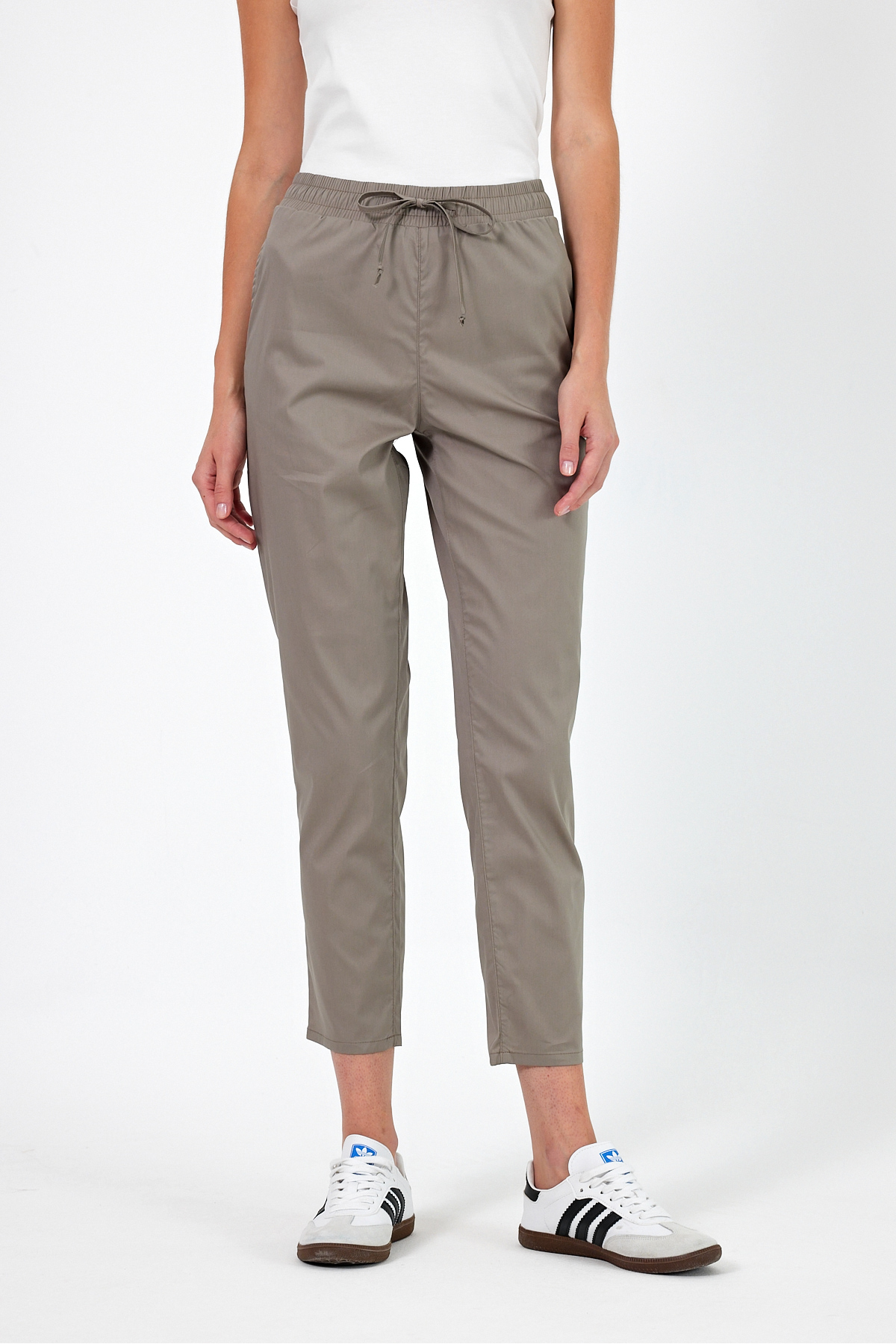 Alian Beli Lastikli Gabardin Pantolon - HAKİ