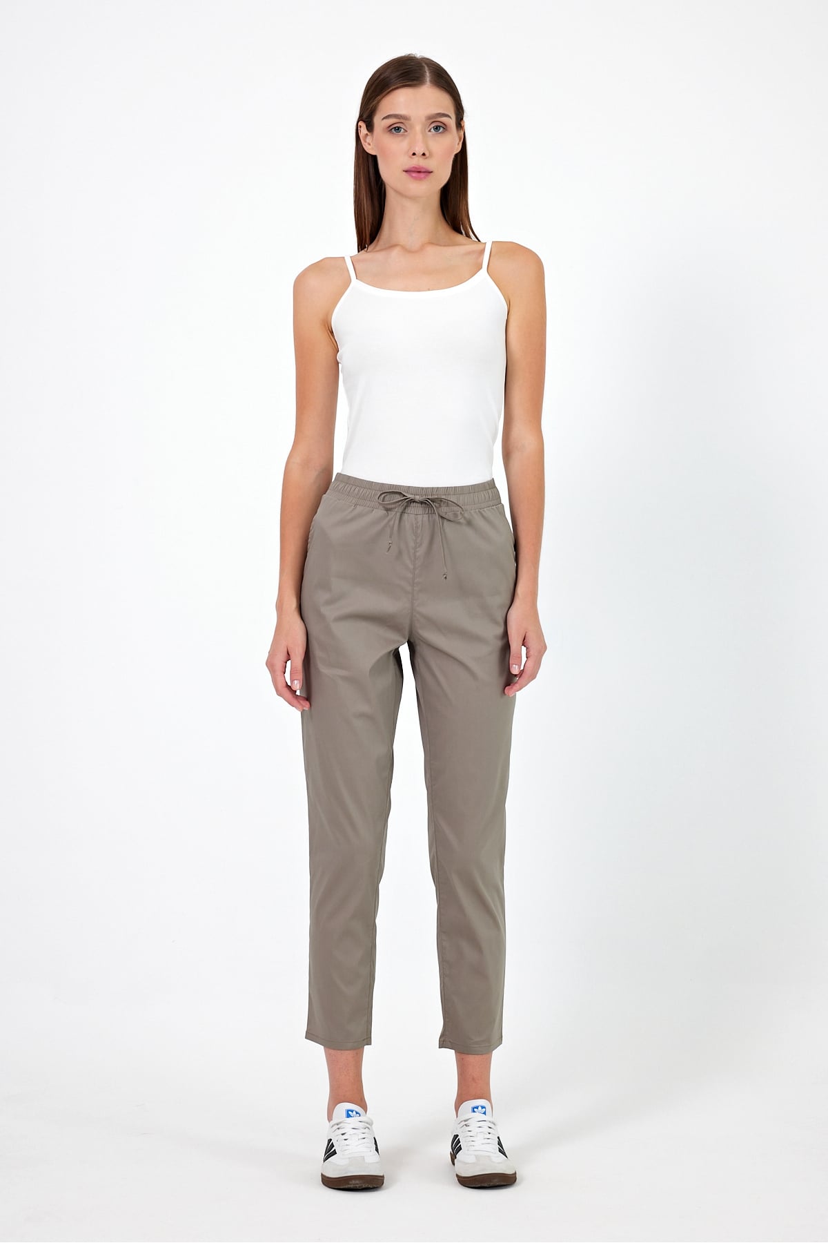 Alian Beli Lastikli Gabardin Pantolon - HAKİ