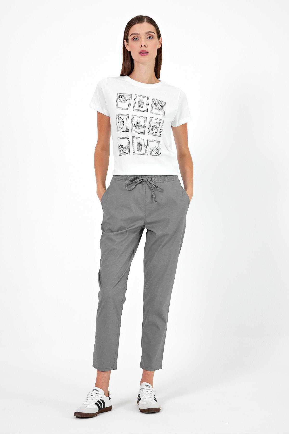 Alian Beli Lastikli Summer Gabardin Pantolon