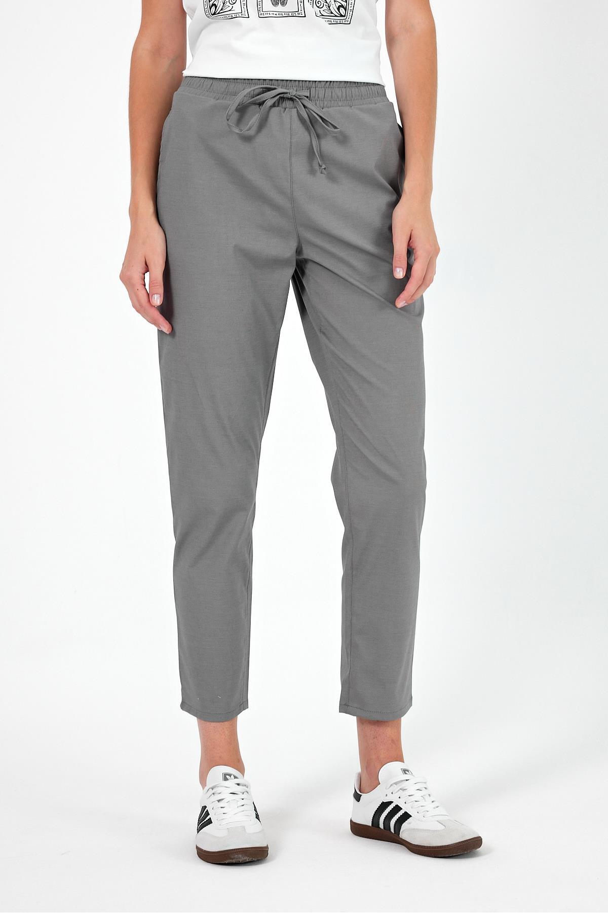 Alian Beli Lastikli Summer Gabardin Pantolon