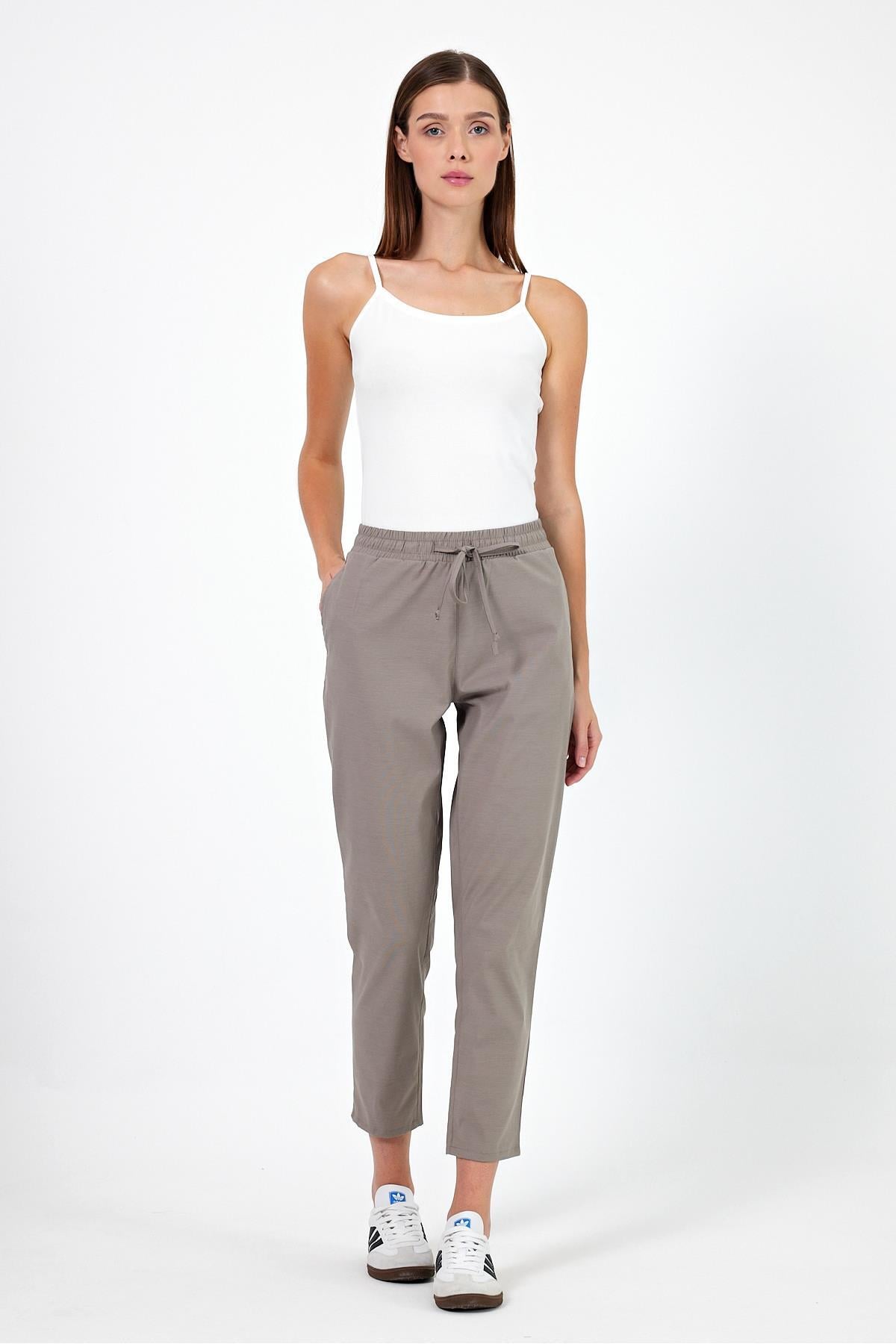 Alian Beli Lastikli Summer Gabardin Pantolon