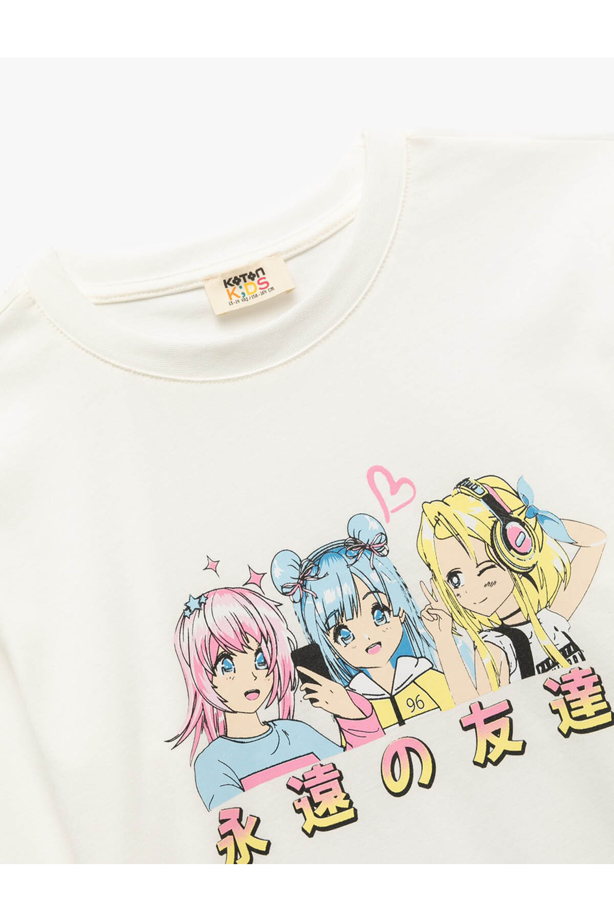 Anime Baskılı Ekru Kız Çocuk Uzun Kollu T-shirt 6Wkg10024Ak