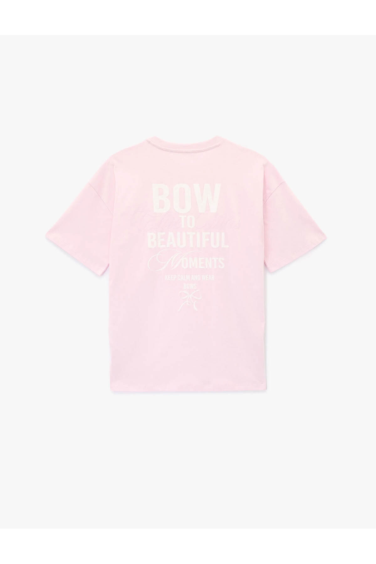 Arkası Baskılı Oversize Pembe Kadın T-Shirt 6SAL10052IK