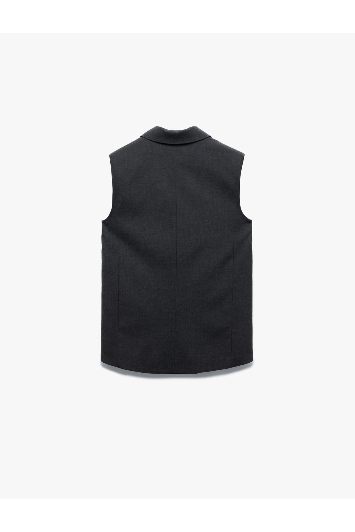 Astarlı Cepli Kruvaze Düğmeli Kolsuz Uzun Blazer Yelek