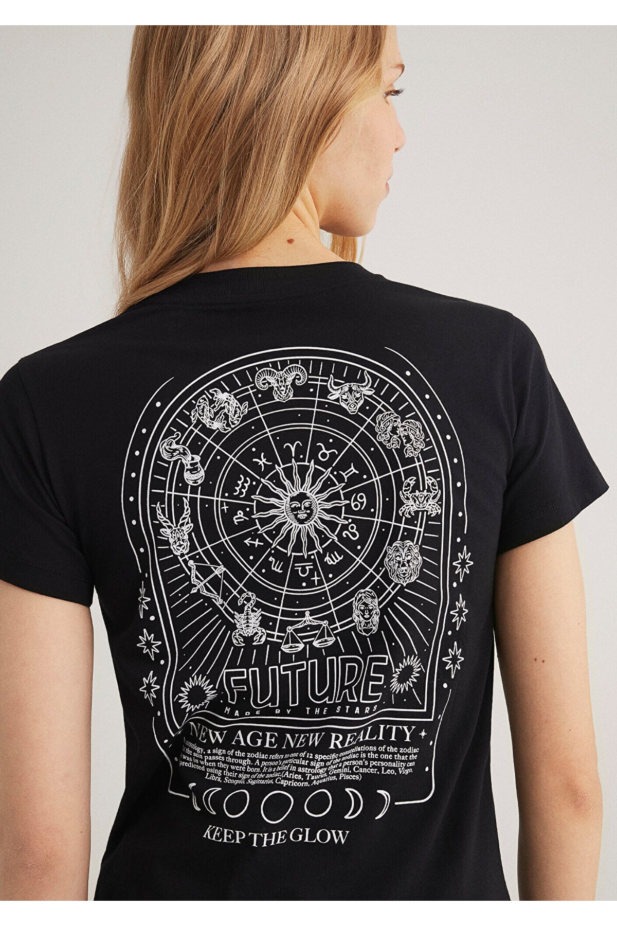 Astroloji Baskılı Siyah Tişört Semi Slim Fit / Yarı Dar Kesim 1612947-900
