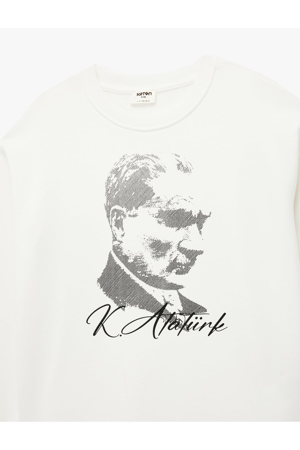 Atatürk Baskılı Uzun Kollu Bisiklet Yaka Pamuklu Sweatshirt