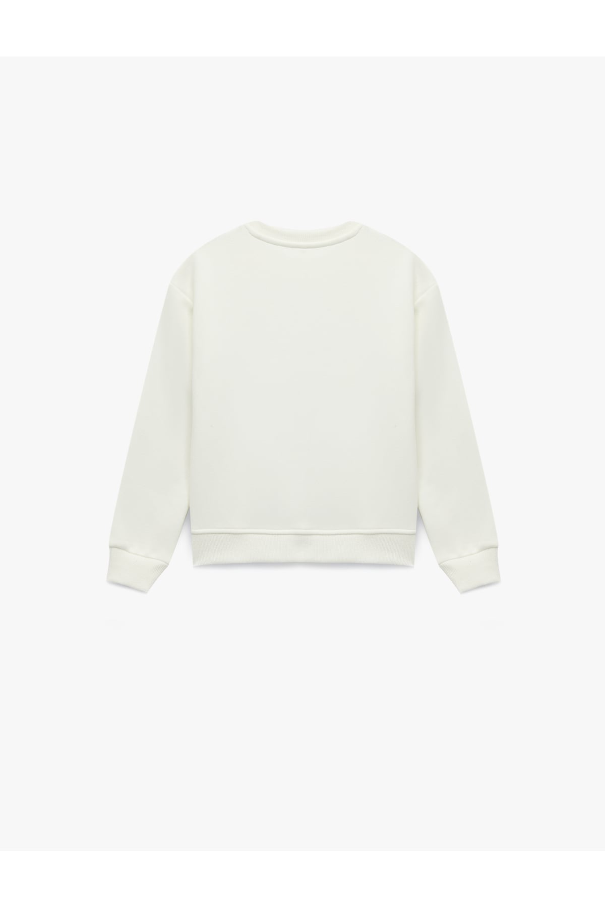 Atatürk Baskılı Uzun Kollu Bisiklet Yaka Pullu Payetli Şardonlu Sweatshirt