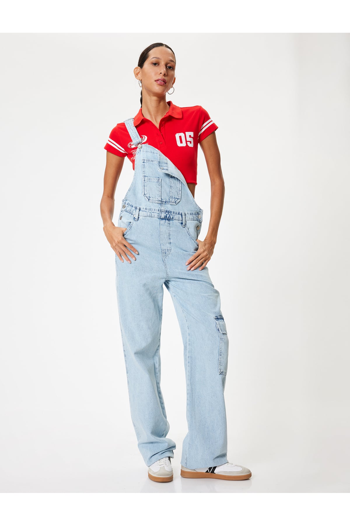 Bahçıvan Tulum Kot Cep Detaylı Rahat Kalıp Kare Yaka