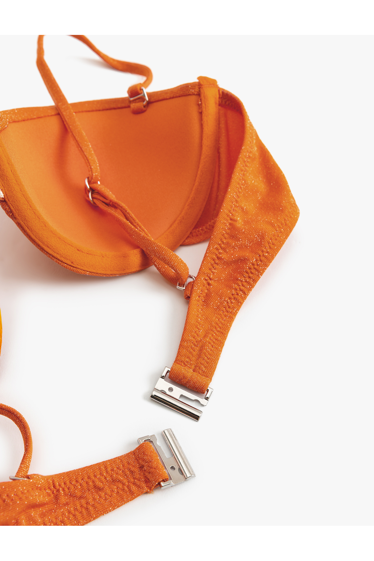 Balenli Straplez Bikini Üstü Simli Dokulu Çıkarılabilir Askılı