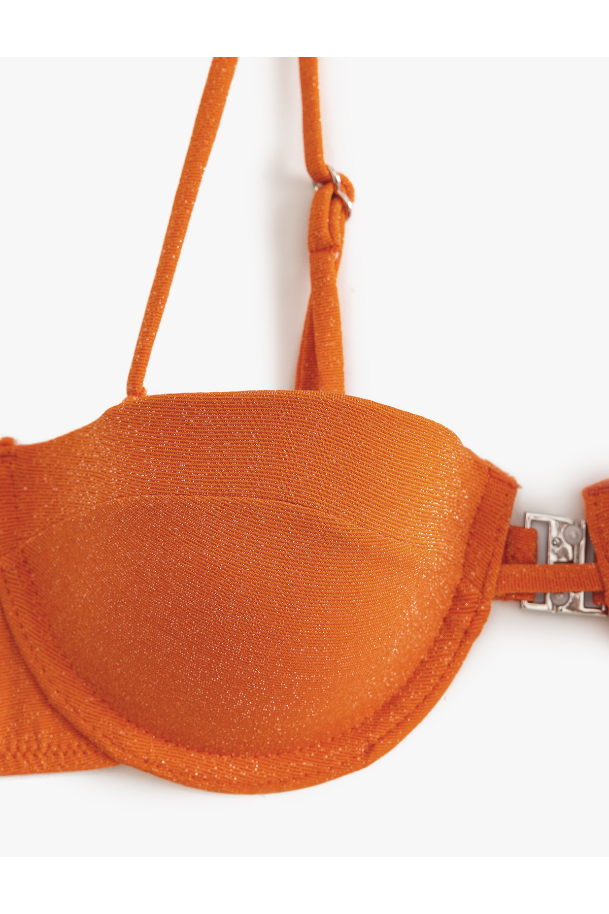 Balenli Straplez Bikini Üstü Simli Dokulu Çıkarılabilir Askılı