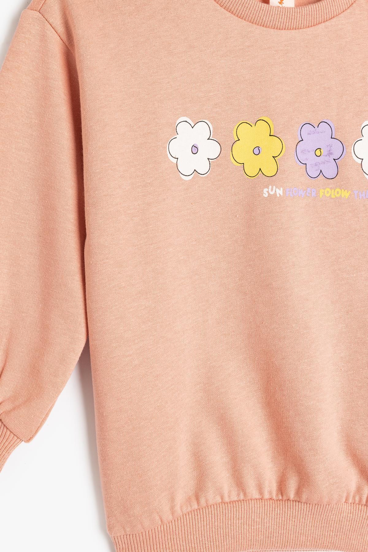 Basic Sweatshirt Uzun Kollu Bisiklet Yaka Pamuklu Şardonlu