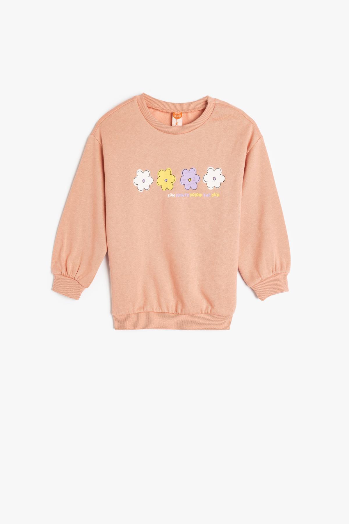 Basic Sweatshirt Uzun Kollu Bisiklet Yaka Pamuklu Şardonlu