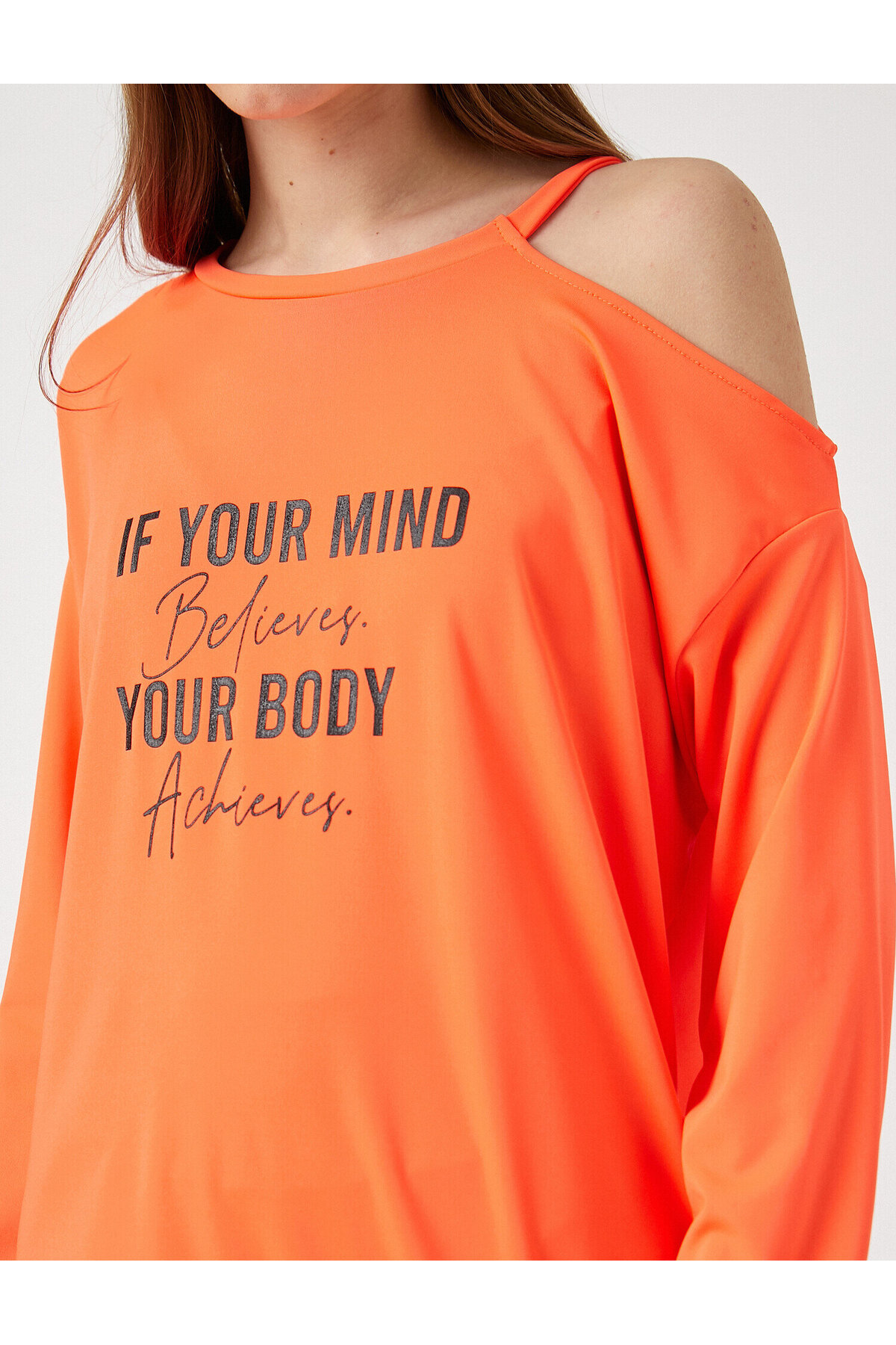 Baskılı Açık Omuz Sweatshirt